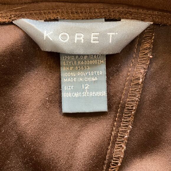 Koret Brown Suede Midi Skirt Size 12 A-Line Faux Suede Flowy Classic Skirt - Picture 4 of 7